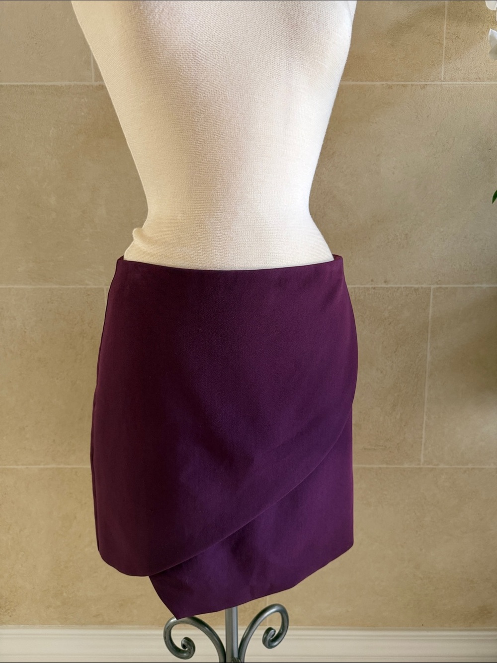 Alice + Olivia Deep Plum Asymmetric Mini Skirt